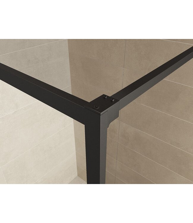 Wiesbaden Inloopdouche Square Mat Zwart 80x200cm 10 mm Veiligheidsglas Helderglas met Nano-coating