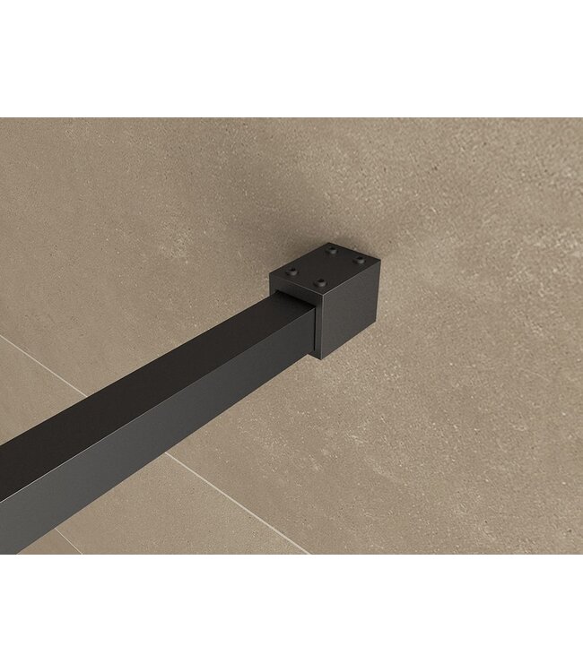 Inloopdouche Square Mat Zwart 90x200cm 10 mm Veiligheidsglas Helderglas met Nano-coating