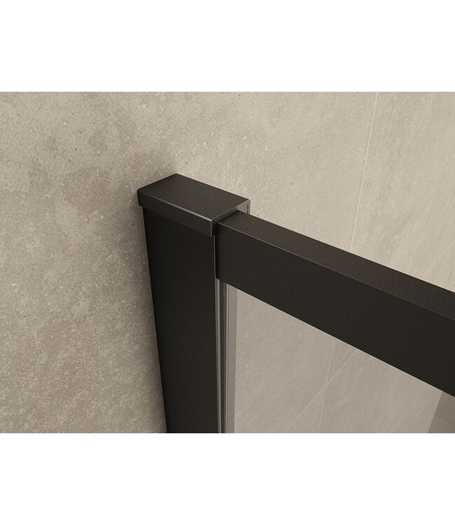 Inloopdouche Square Mat Zwart 90x200cm 10 mm Veiligheidsglas Helderglas met Nano-coating