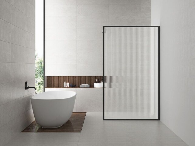 Inloopdouche Square Geribbeld glas Mat Zwart 120x200cm 8 mm Veiligheidsglas met Nano-coating