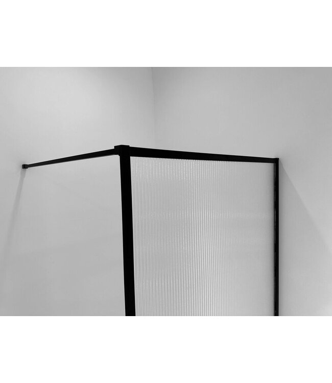 Inloopdouche Square Geribbeld glas Mat Zwart 100x200cm 8 mm Veiligheidsglas met Nano-coating
