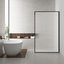 Inloopdouche Square Geribbeld glas Mat Zwart 90x200cm 8 mm Veiligheidsglas met Nano-coating