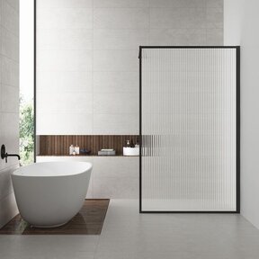 Inloopdouche Square Geribbeld glas Mat Zwart 90x200cm 8 mm Veiligheidsglas met Nano-coating