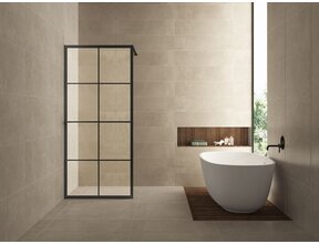Inloopdouche Maaz Raster met handdoekhouder 90x200cm Mat Zwart 10 mm veiligheidsglas Anti-kalk