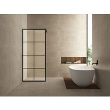 Inloopdouche Maaz Raster met handdoekhouder 100x200cm Mat Zwart 10 mm veiligheidsglas Anti-kalk