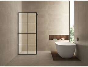 Inloopdouche Maaz Raster met handdoekhouder 100x200cm Mat Zwart 10 mm veiligheidsglas Anti-kalk
