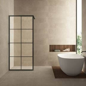 Inloopdouche Maaz Raster met handdoekhouder 120x200cm Mat Zwart 10 mm veiligheidsglas Anti-kalk