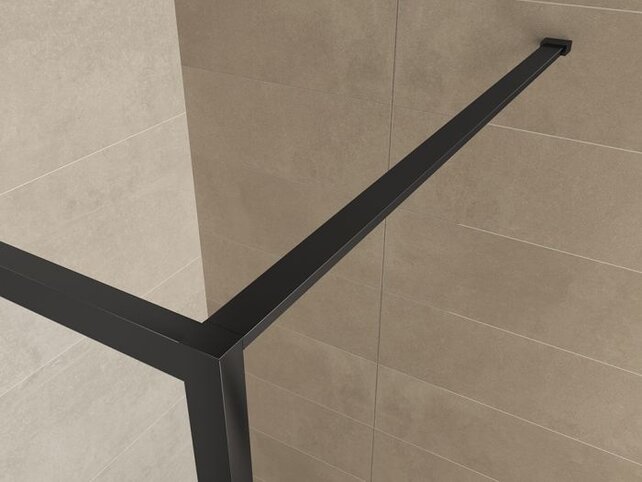 Inloopdouche Maaz Raster met handdoekhouder 120x200cm Mat Zwart 10 mm veiligheidsglas Anti-kalk