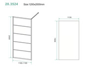 Inloopdouche Horizon met Raster 120x200cm Mat Zwart 8 mm veiligheidsglas Anti-kalk