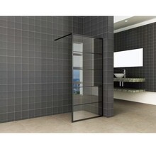 Inloopdouche Horizon met Raster 100x200cm Mat Zwart 8 mm veiligheidsglas Anti-kalk