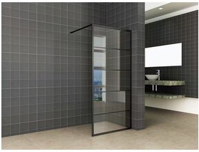 Inloopdouche Horizon met Raster 100x200cm Mat Zwart 8 mm veiligheidsglas Anti-kalk