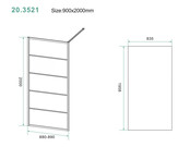 Inloopdouche Horizon met Raster 90x200cm Mat Zwart 8 mm veiligheidsglas Anti-kalk