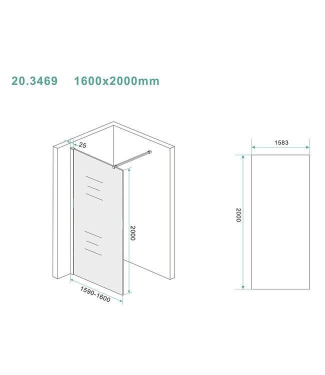 Inloopdouche Comfort Rookglas 160x200 cm Chroom Profiel 8 mm Veiligheidsglas Easy Clean
