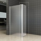 Zijpaneel Inloopdouche 35x200 cm Comfort Melkglas t.b.v. hoekopstelling draaibaar Links 10 mm anti-kalk veiligheidsglas