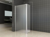 Zijpaneel Inloopdouche 35x200 cm Comfort Melkglas t.b.v. hoekopstelling draaibaar Links 10 mm anti-kalk veiligheidsglas