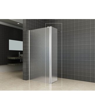 Wiesbaden Zijpaneel Inloopdouche 35x200 cm Comfort Melkglas t.b.v. hoekopstelling draaibaar Links 10 mm anti-kalk veiligheidsglas