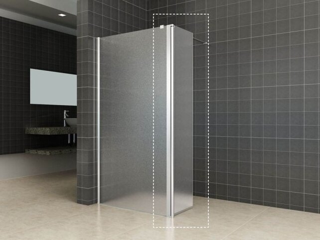 Zijpaneel Inloopdouche 35x200 cm Comfort Melkglas t.b.v. hoekopstelling draaibaar Links 10 mm anti-kalk veiligheidsglas
