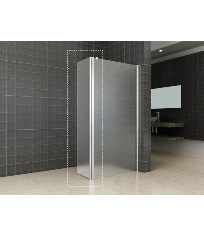 Zijpaneel Inloopdouche 35x200 cm Comfort Melkglas t.b.v. hoekopstelling draaibaar Links 10 mm anti-kalk veiligheidsglas