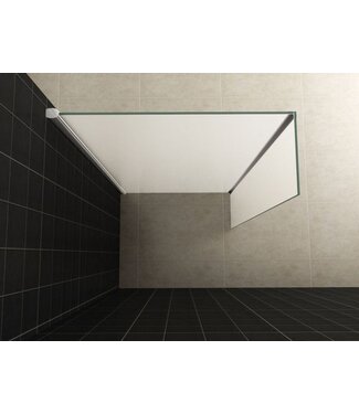 Wiesbaden Zijpaneel Inloopdouche 35x200 cm met hoekprofiel Comfort Melkglas t.b.v. hoekopstelling 10 mm anti-kalk veiligheidsglas