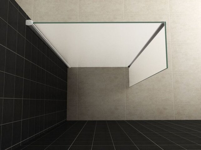 Zijpaneel Inloopdouche 35x200 cm met hoekprofiel Comfort Melkglas t.b.v. hoekopstelling 10 mm anti-kalk veiligheidsglas