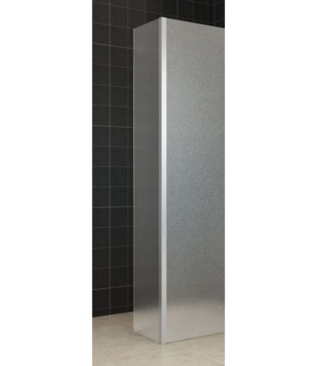 Zijpaneel Inloopdouche 35x200 cm met hoekprofiel Comfort Melkglas t.b.v. hoekopstelling 10 mm anti-kalk veiligheidsglas