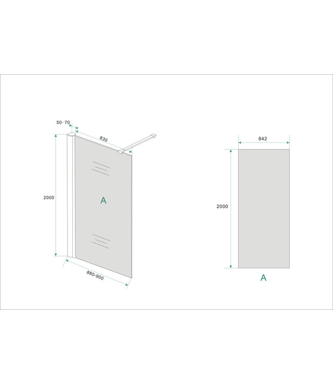 Inloopdouche Comfort Melkglas 90x200 cm Chroom Profiel 10mm Veiligheidsglas Easy Clean