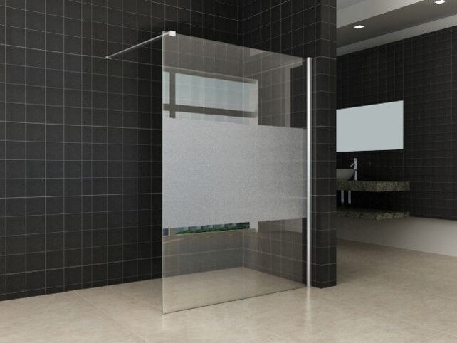 Wiesbaden Comfort Inloopdouche Half Melkglas 120x200 cm 10mm Veiligheidsglas Easy Clean