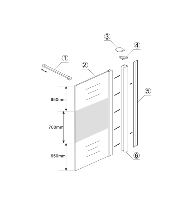 Wiesbaden Comfort Inloopdouche Half Melkglas 140x200 cm 8 mm Veiligheidsglas Easy Clean