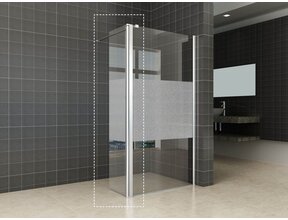 Zijpaneel Inloopdouche 35x200 cm Comfort Half Melkglas t.b.v. hoekopstelling draaibaar Rechts 10 mm anti-kalk veiligheidsglas