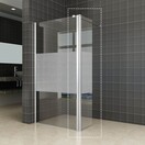 Zijpaneel Inloopdouche 35x200 cm Comfort Half Melkglas t.b.v. hoekopstelling draaibaar Links 10 mm anti-kalk veiligheidsglas