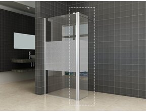 Zijpaneel Inloopdouche 35x200 cm Comfort Half Melkglas t.b.v. hoekopstelling draaibaar Links 10 mm anti-kalk veiligheidsglas