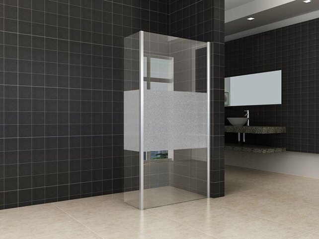 Zijpaneel Inloopdouche 35x200 cm Comfort Half Melkglas t.b.v. hoekopstelling 10 mm anti-kalk veiligheidsglas Zijpaneel Inloopdouche 35x200 cm Comfort Half Melkglas t.b.v. hoekopstelling 10 mm anti-kalk veiligheidsglas