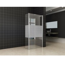 Zijpaneel Inloopdouche 30x200 cm Comfort Half Melkglas t.b.v. hoekopstelling 10 mm anti-kalk veiligheidsglas