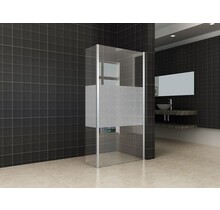 Zijpaneel Inloopdouche 40x200 cm Comfort Half Melkglas t.b.v. hoekopstelling 10 mm anti-kalk veiligheidsglas