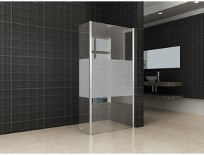 Zijpaneel Inloopdouche 40x200 cm Comfort Half Melkglas t.b.v. hoekopstelling 10 mm anti-kalk veiligheidsglas