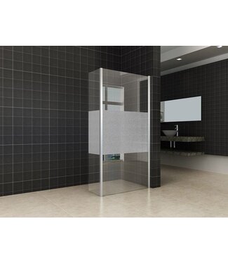 Wiesbaden Zijpaneel Inloopdouche 40x200 cm Comfort Half Melkglas t.b.v. hoekopstelling 10 mm anti-kalk veiligheidsglas