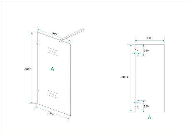 Wiesbaden Less Profielloos Inloopdouche 50x200 cm 8 mm kelderglas met Nano-Coating