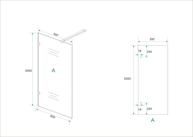 Wiesbaden Less Profielloos Inloopdouche 60x200 cm 8 mm kelderglas met Nano-Coating