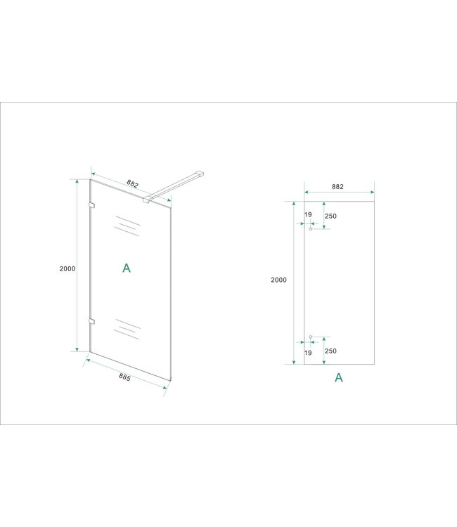 Wiesbaden Less Profielloos Inloopdouche 90x200 cm 8 mm kelderglas met Nano-Coating