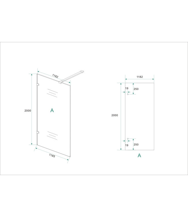 Wiesbaden Less Profielloos Inloopdouche 120x200 cm 8 mm kelderglas met Nano-Coating
