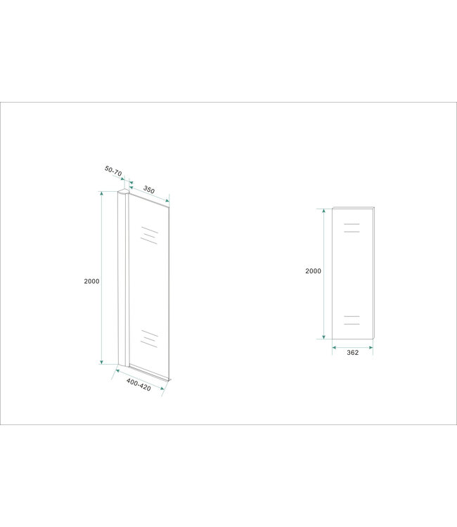 Wiesbaden Comfort Inloopdouche 40cm helder glas 10mm met Nano-coating
