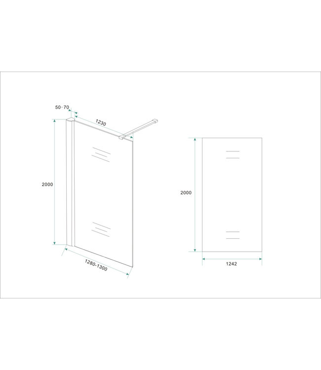 Wiesbaden Comfort Inloopdouche 130cm helder glas 10mm met Nano-coating