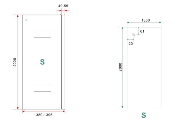 Wiesbaden Sita Inloopdouche 140cm met handdoekhaak helder glas 8 mm met Nano-coating