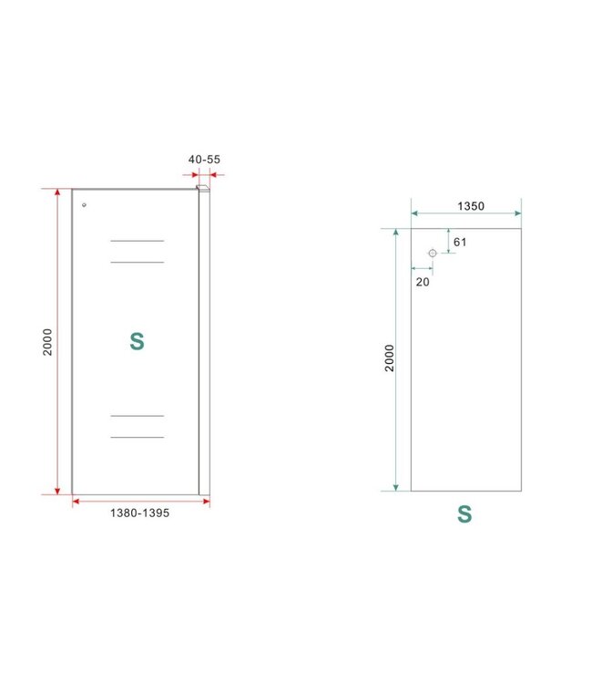 Wiesbaden Sita Inloopdouche 140cm met handdoekhaak helder glas 8 mm met Nano-coating