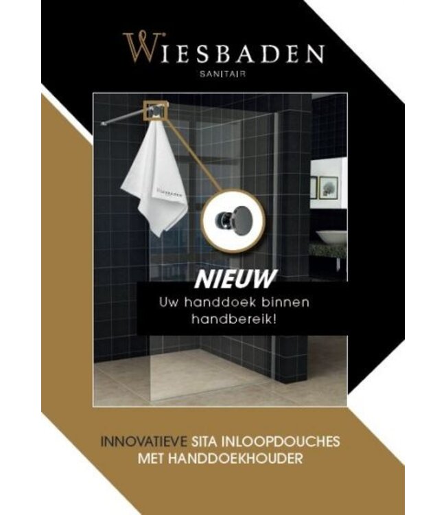 Wiesbaden Sita Inloopdouche 120cm met handdoekhaak helder glas 8 mm met Nano-coating