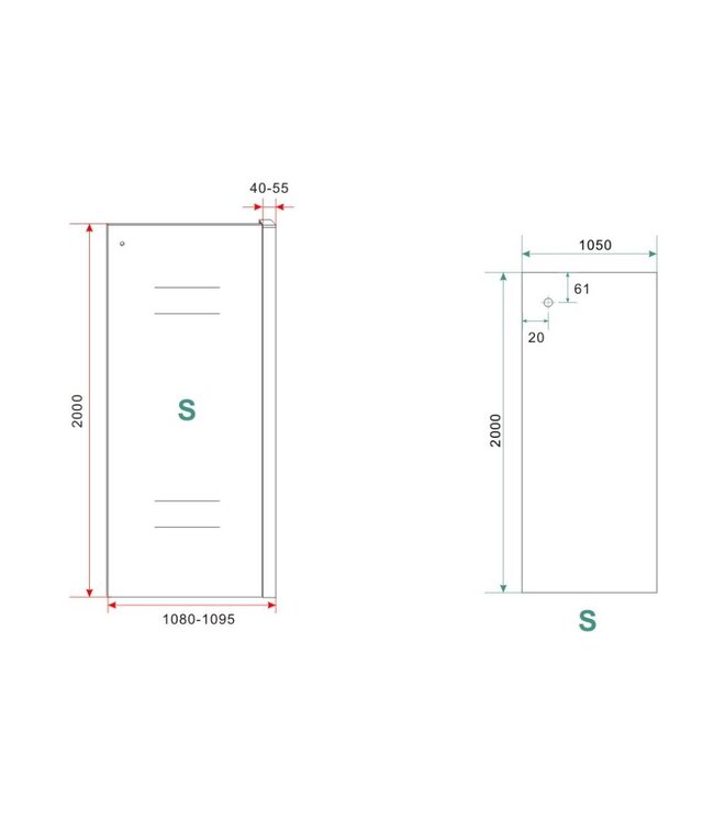 Wiesbaden Sita Inloopdouche 110cm met handdoekhaak helder glas 8 mm met Nano-coating