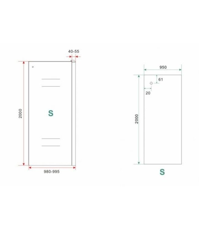 Wiesbaden Wiesbaden Sita Inloopdouche 100cm met handdoekhaak helder glas 8 mm met Nano-coating