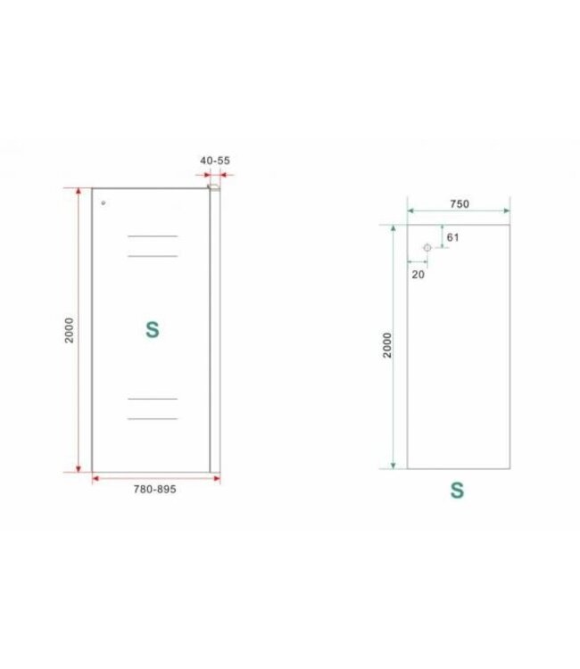 Wiesbaden Wiesbaden Sita Inloopdouche 80cm met handdoekhaak helder glas 8 mm met Nano-coating