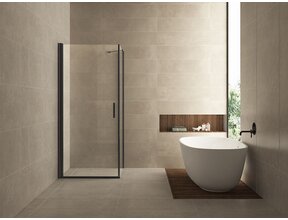 Wiesbaden Salone Douchecabine 100x100x200cm Zwart Vierkant Draaideur 8 mm helder glas met nano-coating