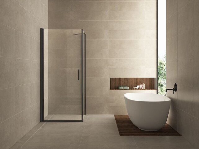 Wiesbaden Salone Douchecabine 100x100x200cm Zwart Vierkant Draaideur 8 mm helder glas met nano-coating